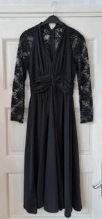 Lange gala jurk met kanten bovenzijde mt 36 feestdagen, Galajurk, Zwart, Ophalen of Verzenden, Zo goed als nieuw