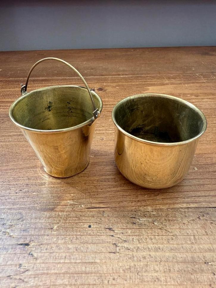 2 kleine koperen potjes., Antiek en Kunst, Antiek | Koper en Brons, Koper, Ophalen of Verzenden