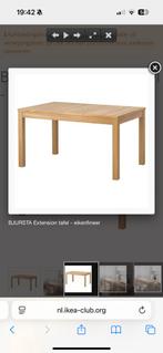 Ikea Bjursta eettafel 140-180 cm uitschuifbaar, Huis en Inrichting, Ophalen, Gebruikt, Eikenhout, 50 tot 100 cm