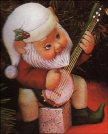 Elf / Kabouter Banjo speler van wit keramiek biscuit beschikbaar voor biedingen