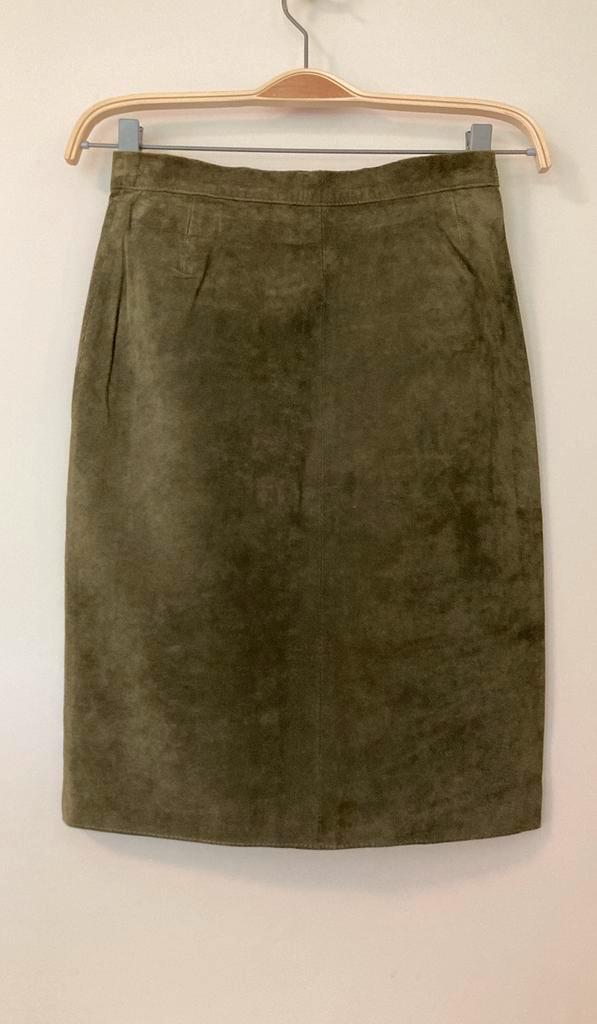 Prachtige olijfgroene kokerrok rok, echt leer, Kleding | Dames, Rokken, Zo goed als nieuw, Maat 36 (S), Zwart, Onder de knie, Ophalen of Verzenden