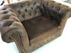 Chesterfield Fauteuil Suède Look, Ophalen, Gebruikt, 75 tot 100 cm, 100 tot 125 cm