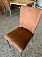 4 of 6 eetkamerstoelen Henders & Hazel bruin - RVS poten, Huis en Inrichting, Stoelen, Ophalen, Bruin, Zo goed als nieuw, Stof