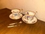 Twee kop en schotel setjes + lepel en vork- Golden Crown, Antiek en Kunst, Antiek | Servies los, Ophalen of Verzenden