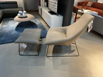 Jess Fauteuil Beal + Poef Beal leder Aurula Stone beschikbaar voor biedingen