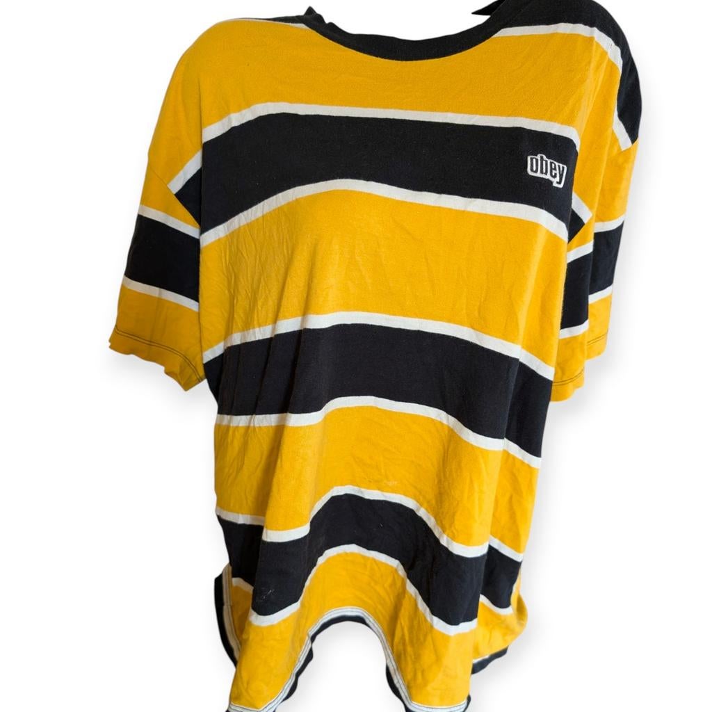 OBEY Heren T-shirt - Gestreept - Maat L, Ophalen of Verzenden, Zo goed als nieuw, Maat 52/54 (L), Obey