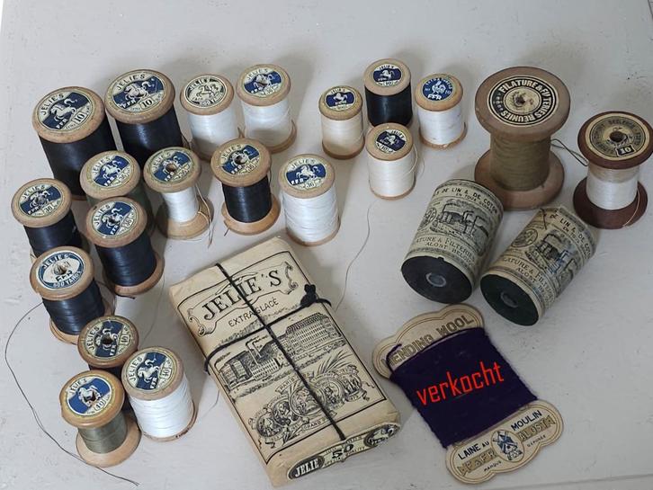 Diverse oude klosjes garen JELIE'S en F&FR AALST, Hobby en Vrije tijd, Naaien en Fournituren, Garen of Naald(en), Ophalen of Verzenden