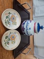 Lot vintage Gouda keramiek – Zenith “Allerhande” potje & 2 J, Antiek en Kunst, Antiek | Porselein, Ophalen of Verzenden