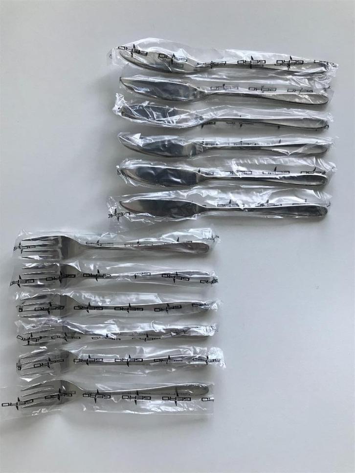 Set Gero: visbestek (6 vorken en 6 messen) Nieuw Erg mooi, Huis en Inrichting, Keuken | Bestek, Nieuw, Bestekset, Rvs of Chroom