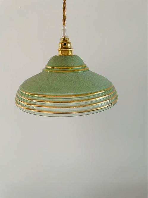 Vintage groene hanglampen, Huis en Inrichting, Lampen | Hanglampen, Zo goed als nieuw, Minder dan 50 cm, Ophalen of Verzenden