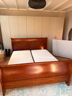 Bed compleet met elektrische lattenbodems en matrassen, Ophalen, Bruin, Koloniaal, Tweepersoons