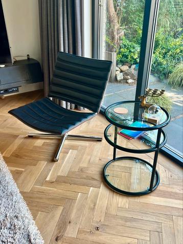 Bijzettafel Milo Baughman, metaal glas, vintage jaren 70 beschikbaar voor biedingen