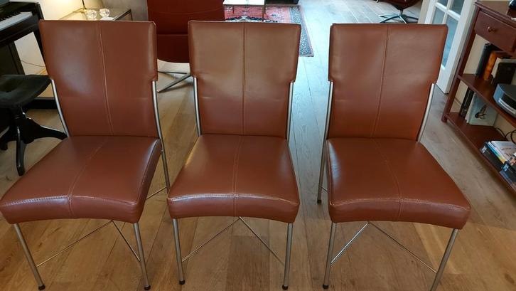 6 eetkamerstoelen van Bert Plantagie - Grace, Huis en Inrichting, Stoelen, Gebruikt, Vijf, Zes of meer stoelen, Leer, Rood, Ophalen