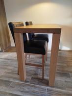 Bartafel met 2 hoge lederen stoelen, Huis en Inrichting, Ophalen, Zo goed als nieuw