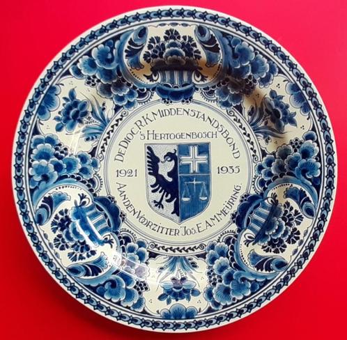 Porceleyne Fles RK Middenstandsbond 1935 34cm GAAF, Antiek en Kunst, Antiek | Wandborden en Tegels, Ophalen