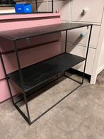 Zwart stalen/ijzeren sidetable., Huis en Inrichting, Tafels | Sidetables, Ophalen, 50 tot 100 cm, Zo goed als nieuw, 25 tot 50 cm
