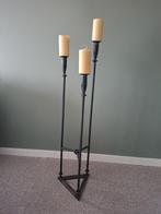 Gietijzeren Kandelaar - 3 armen, Huis en Inrichting, Woonaccessoires | Kandelaars en Kaarsen, Ophalen, Gebruikt, Grijs, Kandelaar