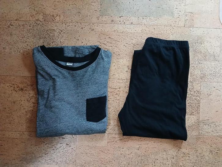 Mooie katoenen pyjama jongen maat 158 - 164 zwart grijs ZGAN, Kinderen en Baby's, Kinderkleding | Maat 158, Zo goed als nieuw