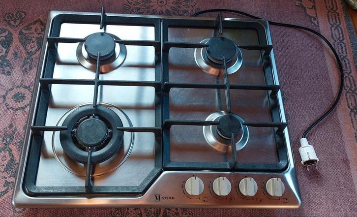Gaskookplaat M-System - wokbrander, Witgoed en Apparatuur, Kookplaten, Gebruikt, Inbouw, Gas, 4 kookzones, Ophalen