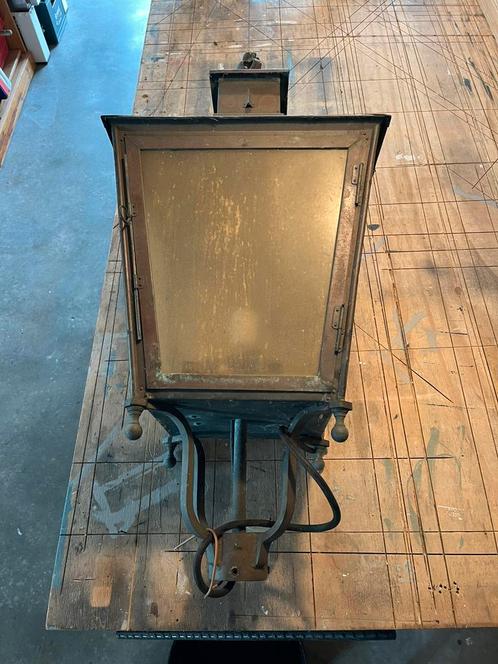 Grote koperen klassieke buitenlamp., Tuin en Terras, Buitenverlichting, Gebruikt, Wandlamp, Overige materialen, 50 tot 250 watt