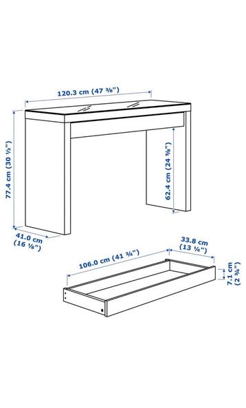 IKEA Malm Toilettafel met Spiegel en indeling - afbeelding 5