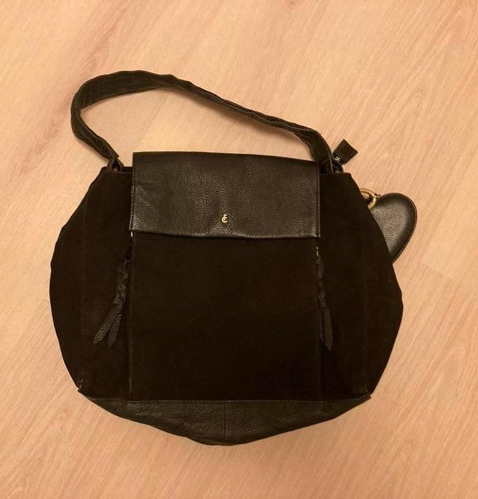 Fabienne Chapot handtas zwart leer en suède, Ophalen of Verzenden, Zo goed als nieuw, Zwart, Handtas