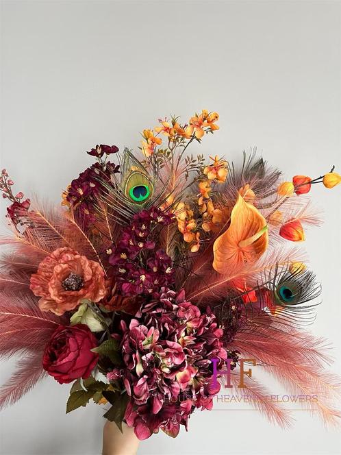 Zijden bloemstuk inclusief vaas, Huis en Inrichting, Woonaccessoires | Kunstplanten en Kunstbloemen, Zo goed als nieuw, Binnen