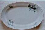 Ovale witte schaal Czechoslovakia MZ groene grijze bloemen, Antiek en Kunst, Ophalen of Verzenden