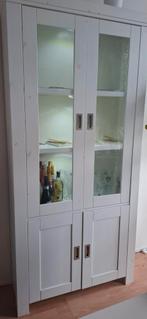 Witte vitrinekast, Ophalen, Gebruikt, 100 tot 150 cm, Glas