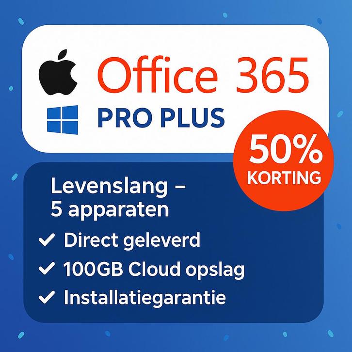 Office 365 Pro Plus – Levenslang | Windows&Mac | 5 apparaten, Computers en Software, Office-software, Nieuw, Android, iOS, ChromeOS