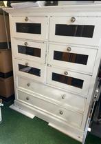 Vintage witte kast met glazen lades., Huis en Inrichting, Kasten | Dressoirs, Gebruikt, 100 tot 150 cm, Ophalen of Verzenden, Met lade(s)