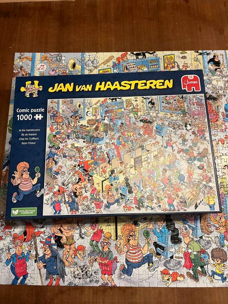 Jan van Haasteren Puzzel - Bij de Kapper, Hobby en Vrije tijd, Denksport en Puzzels, Zo goed als nieuw, Legpuzzel, 500 t/m 1500 stukjes