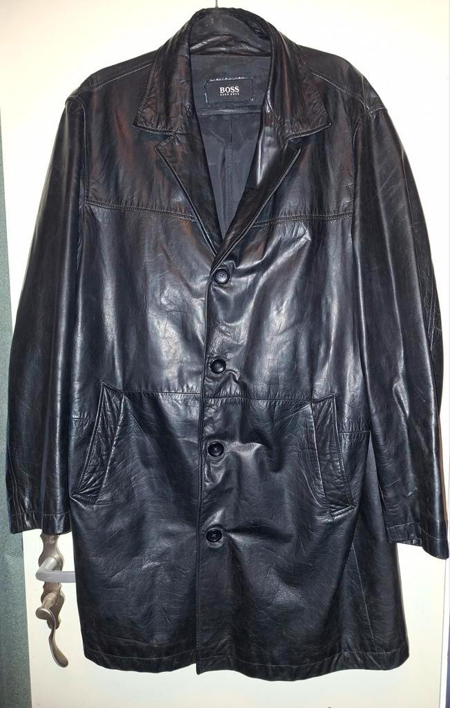 Zwarte Hugo Boss Nappa leren jas maat 56, Kleding | Heren, Grote Maten, Jas of Mantel, Zwart, Ophalen of Verzenden