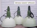 Vintage (licht)groene oude stoere emaille hanglampen H52 D37, Huis en Inrichting, Lampen | Plafondlampen, Gebruikt, Ophalen of Verzenden