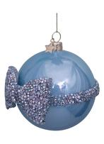 Vondels kerstbal blauw met strass strik kerst ornament, Ophalen of Verzenden, Nieuw