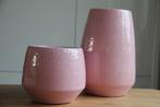 2 Bloempotten | roze | 16,5 en 29,5 cm hoog, Tuin en Terras, Bloempotten, Rond, Binnen, Ophalen of Verzenden, Zo goed als nieuw
