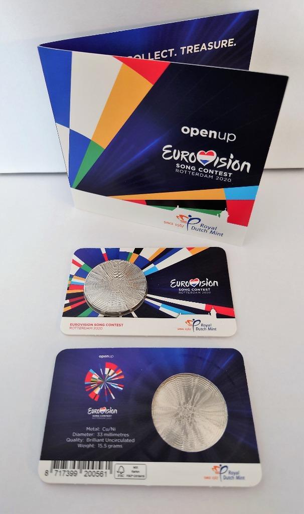 65 jaar Eurovisie Songfestival Penning in coincard, Postzegels en Munten, Penningen en Medailles, Overige materialen, Nederland