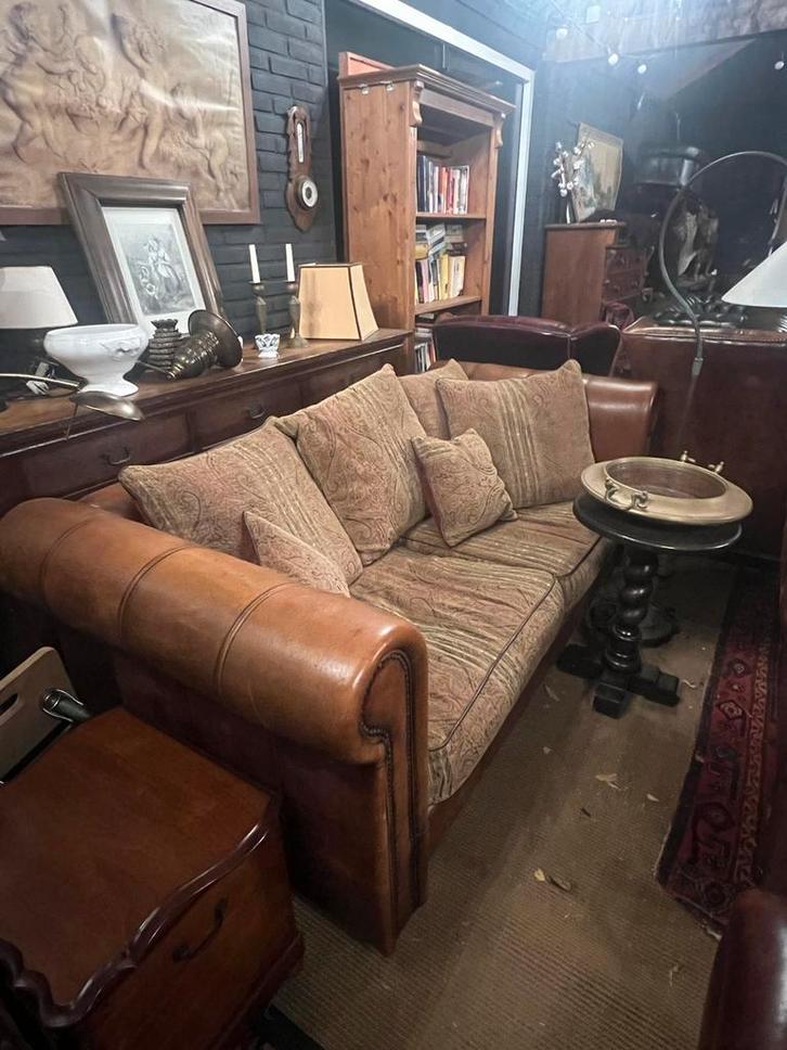 Joris Bank - Stof & Schapenleer, Huis en Inrichting, Banken | Bankstellen, Gebruikt, Rechte bank, Vierpersoons of meer, 200 tot 250 cm