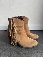 Vintage western style leren suede enkel laarzen met franjes, Vintage, Bruin, Vintage, Lage of Enkellaarzen