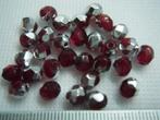 30 glas facet kralen 6mm. rood met zilver, Hobby en Vrije tijd, Kralen en Sieraden maken, Nieuw, Kraal, Ophalen of Verzenden