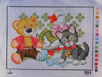 Cado voorbedrukt borduurstramien, beer, gans, poes 591 beschikbaar voor biedingen