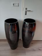 2 Grote Zwarte Vazen - 90cm hoog, Huis en Inrichting, Woonaccessoires | Vazen, Ophalen, Zwart, Aardewerk of Porselein, Zo goed als nieuw