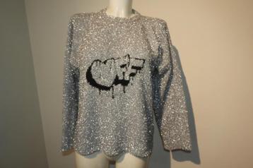 Off-White zilveren fluffy achtige baggy trui merk voorkant40 beschikbaar voor biedingen