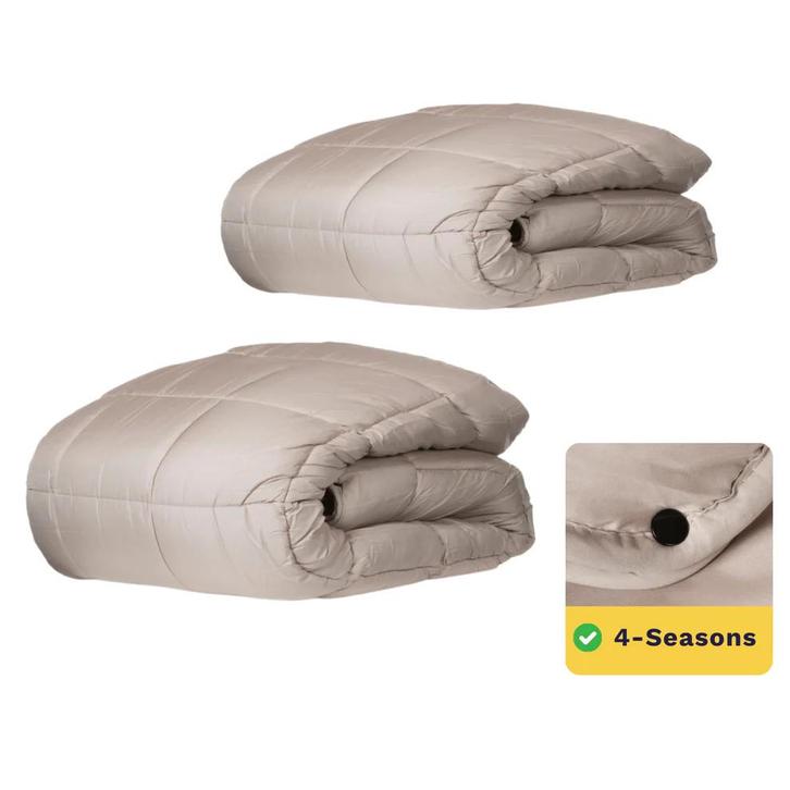 Dekbed 2 in 1 wasbaar taupe 200/200 4 seizoenen, Huis en Inrichting, Slaapkamer | Beddengoed, Nieuw, Deken of Dekbed, Tweepersoons