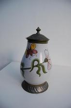 Grote faience kruik pot zgn. Birnkrug met tinnen deksel, Ophalen of Verzenden
