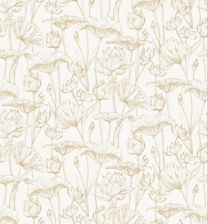 Behang Masureel Gold (Lotus, Zoom), Huis en Inrichting, Stoffering | Behang, Wit, minder dan 10 m², Ophalen of Verzenden