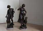 Bronzen beelden Herderspaar (L. en A. Moreau), Ophalen, Zo goed als nieuw, Mens
