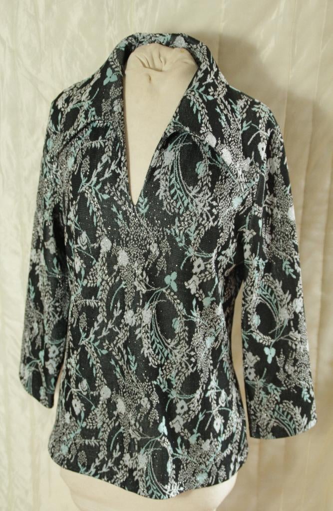 Super gaaf jaren 80 Glittershirt ,grote puntkraag ,mt. M, Maat 38/40 (M), Carnaval, ., Ophalen of Verzenden