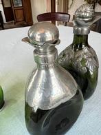 Antieke Sterke Drank Flessen met Zilveren Details, Ophalen