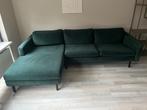 Groene velvet bank, Huis en Inrichting, Banken | Bankstellen, Ophalen, Hoekbank, Driepersoons, 75 tot 100 cm
